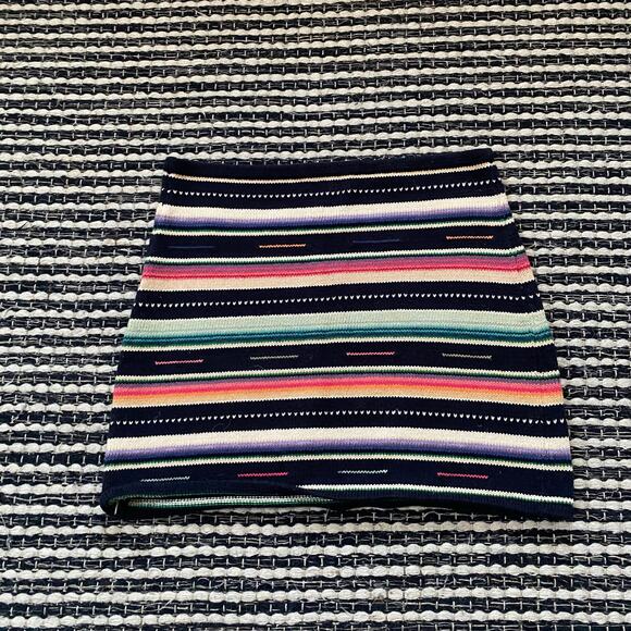 🌿Ralph Lauren Exclusive Hand Knit Striped Pull On Midi Cotton Linen Skirt M - Picture 2 of 6